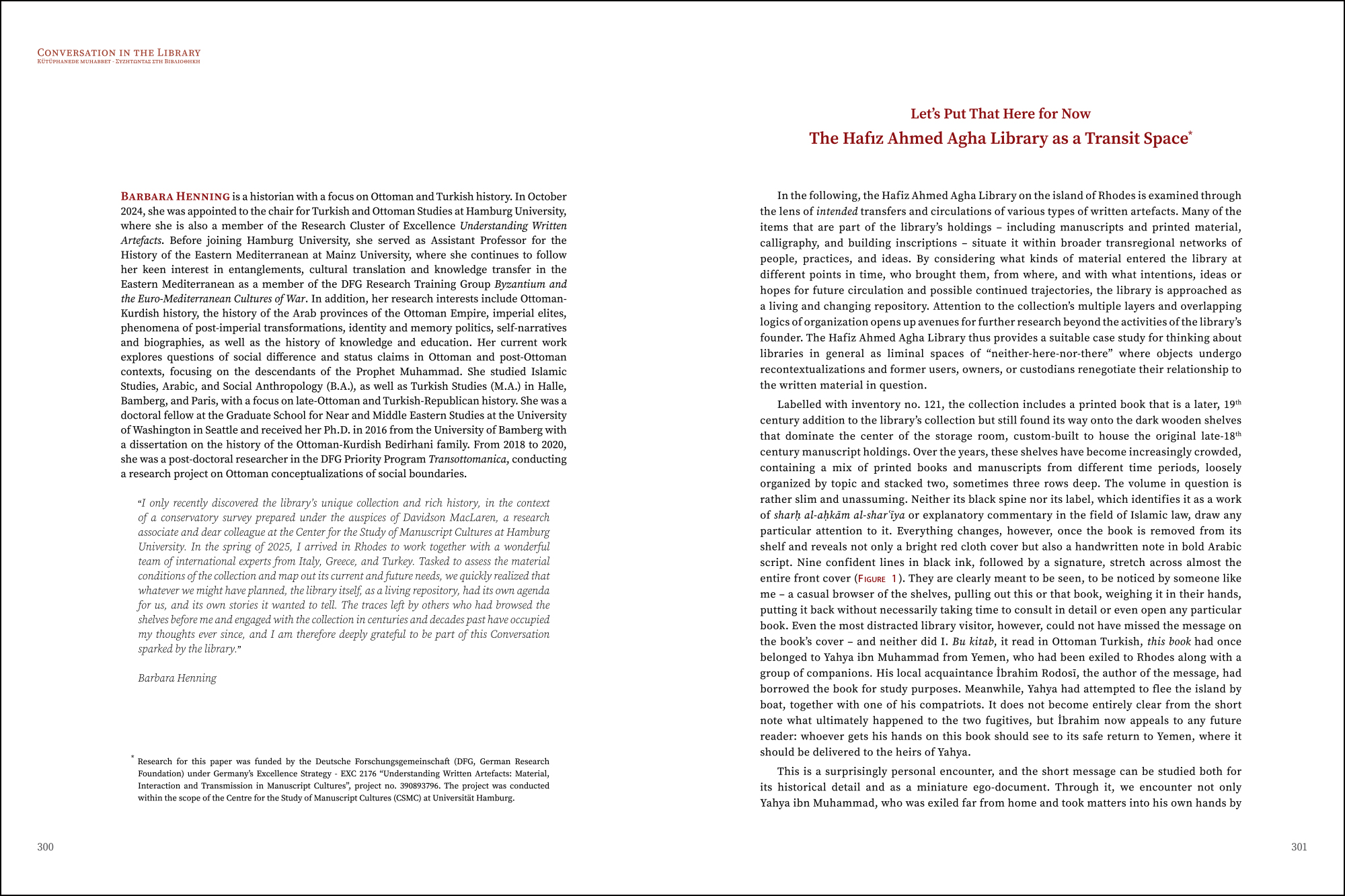 Barbara Henning - Let’s Put That Here for Now: The Hafız Ahmed Ağa Library as a Transit Space