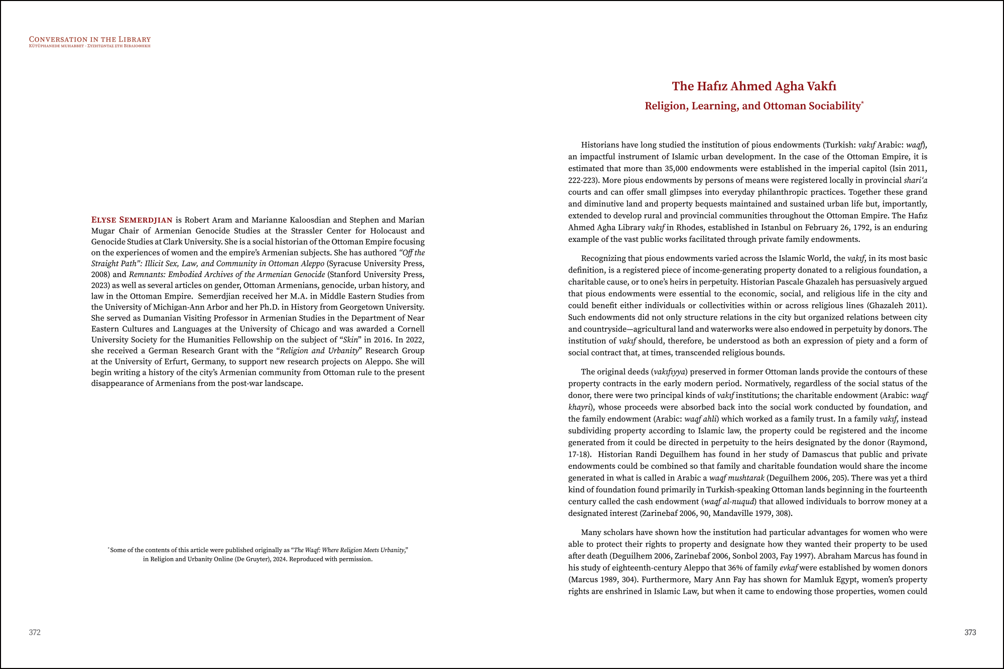 Elyse Semerdjian - The Hafız Ahmed Ağa Vakfı: Religion, Learning and Ottoman Sociability