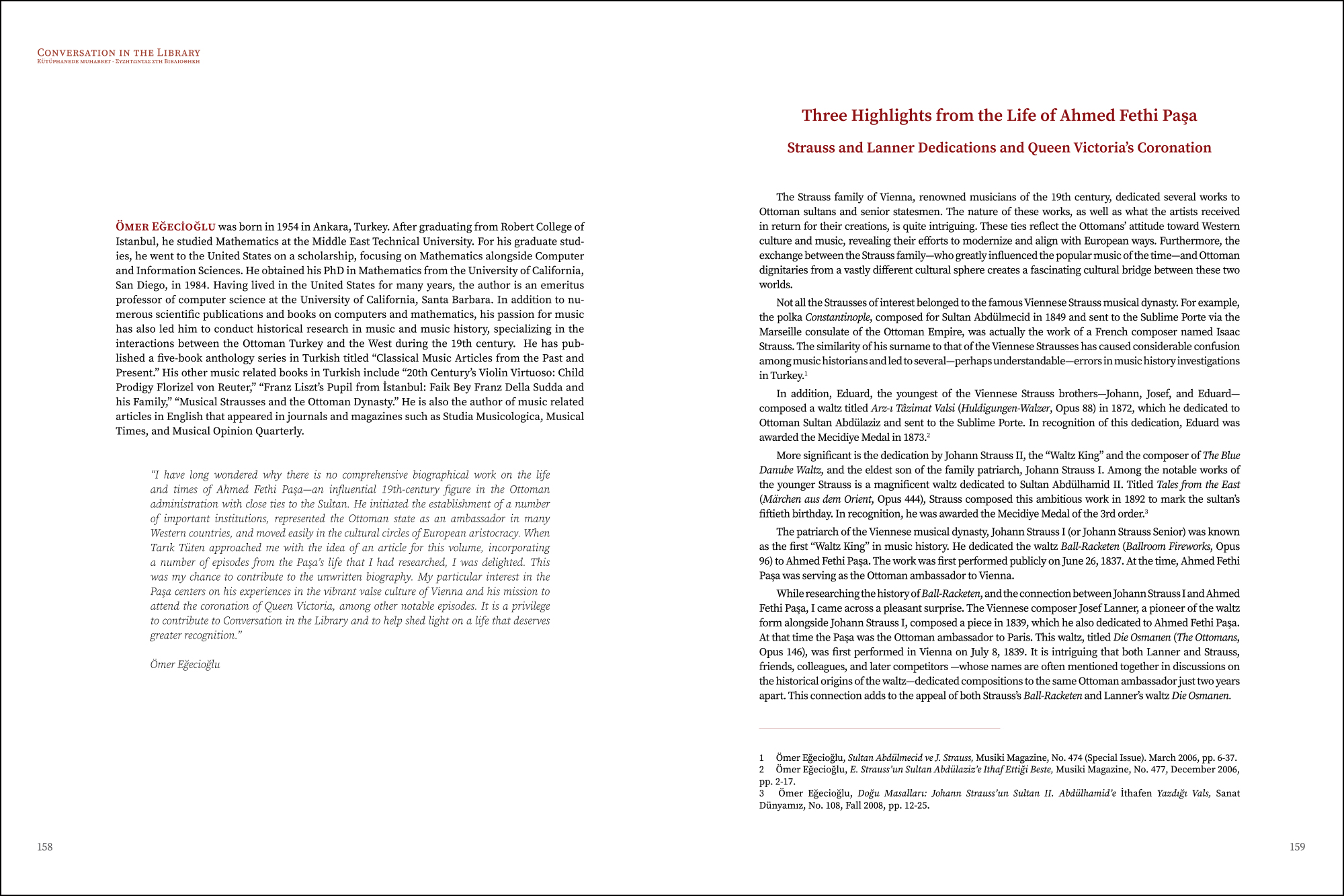 Ömer Eğecioğlu - Three Highlights from the Life of Ahmed Fethi Pasha: Strauss and Lanner Dedications and Queen Victoria’s Coronation