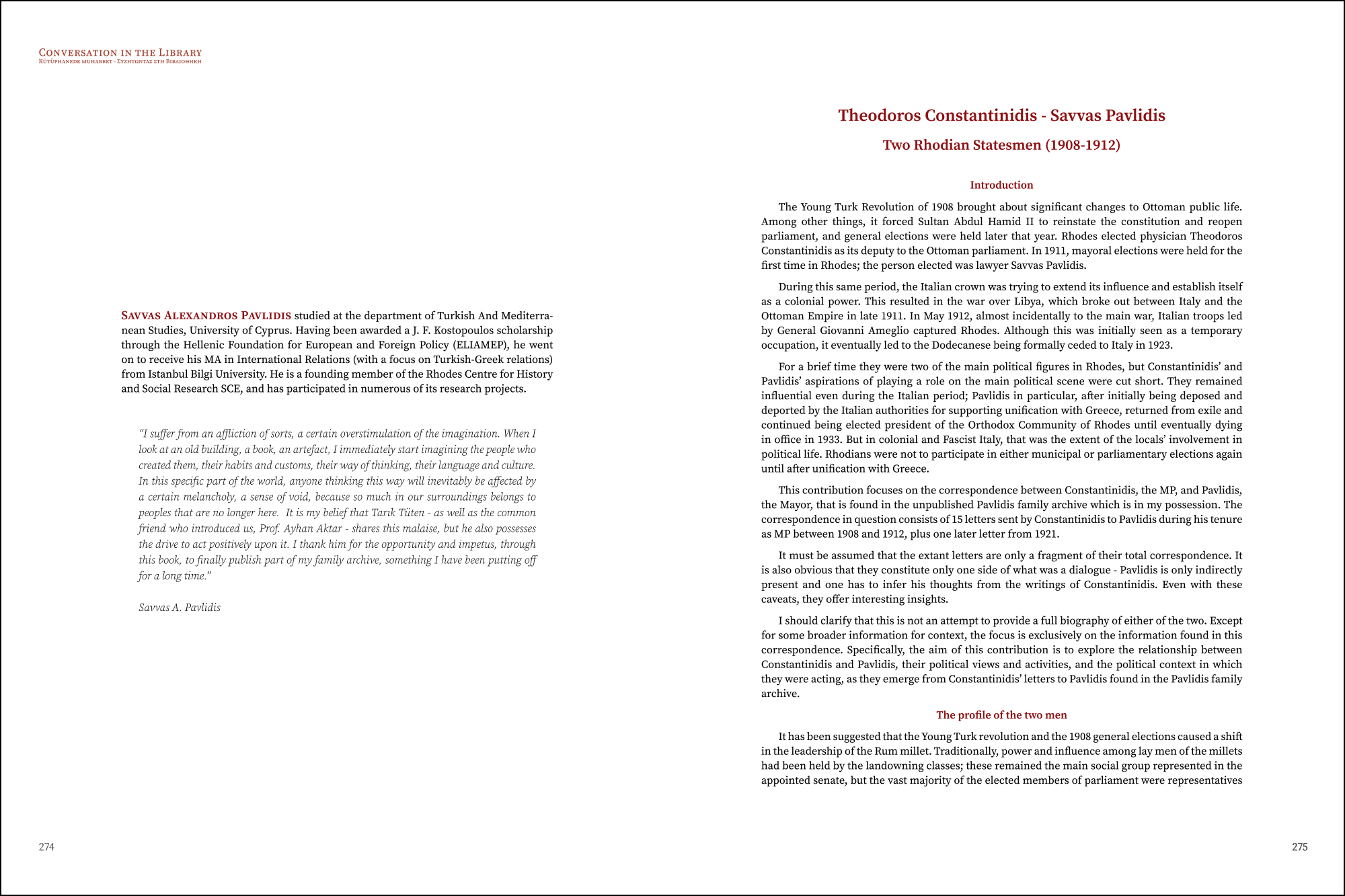 Savvas A. Pavlidis - Two Rhodian Statesmen: Theodor Constantinidis and Savvas Pavlidis