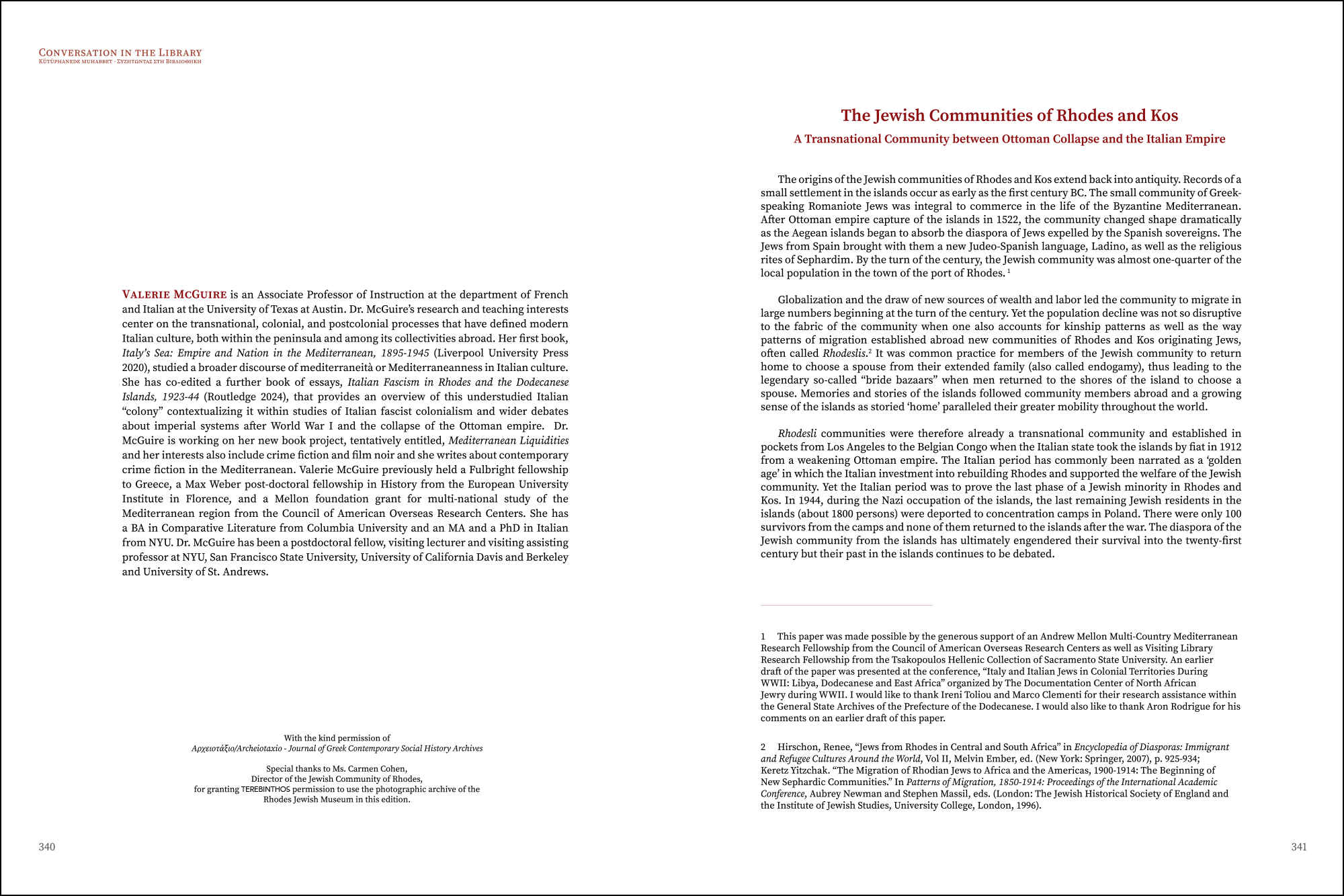 Valerie McGuire - The Jewish Communities of Rhodes and Kos: A Transnational Community between Ottoman Collapse and the Italian Empire